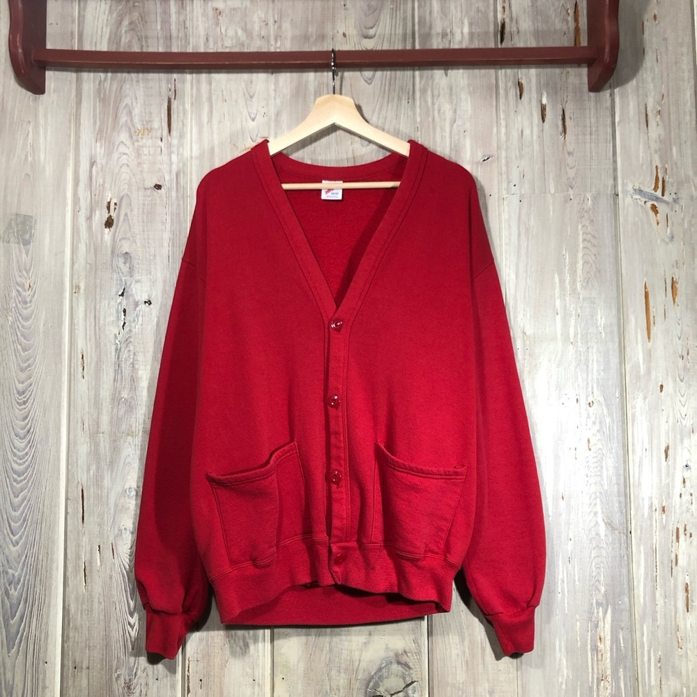 Vintage 90s Jerzzes Red Mens Cardigan